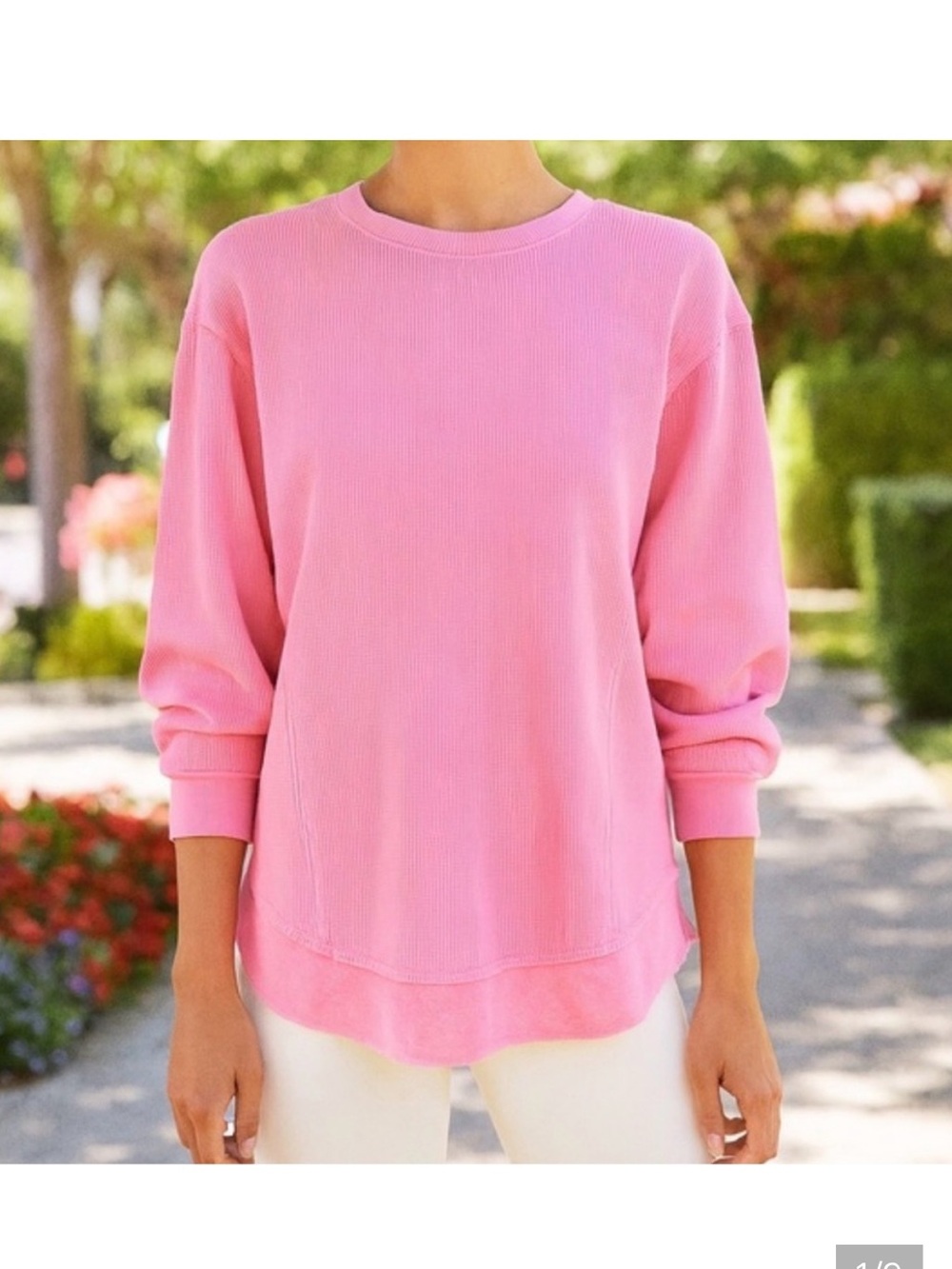 Sunnyside by Sundry Pink Waffle Knit Top size XL